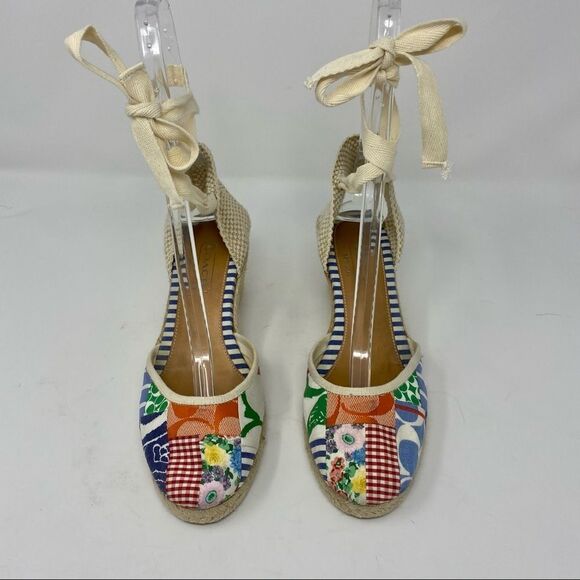 Coach Lace-up Patchwork Espadrilles- Size 7 - Picture 2 of 13